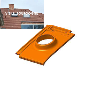 TUILE A DOUILLE GIVERNY PV Ø100 VIEILLI BOURGOGNE